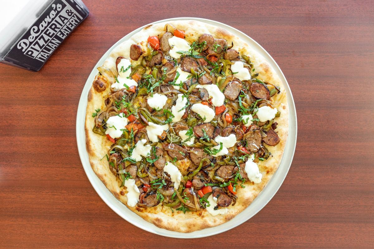 Spizzeria italianeatery broccolirabe sausagepizza at DeCaro's Pizzeria & Italian Eatery in Brick Township